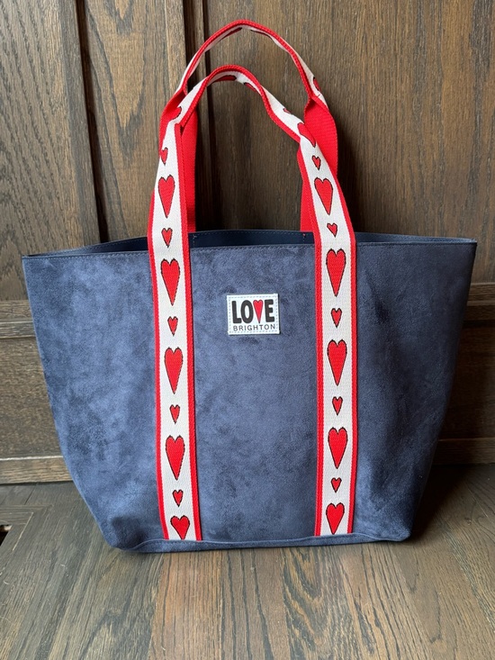 Brighton Handbags - Brighton Navy Tote with Red and White Heart Straps